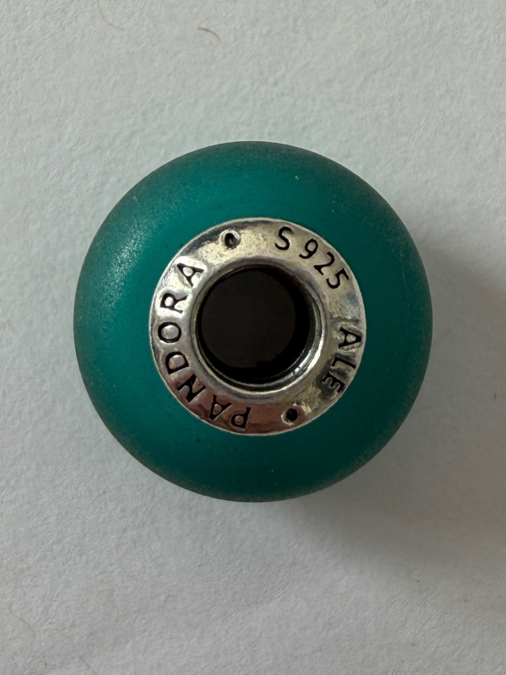 Authentic Pandora Matte Blue Green Murano Glass Charm Teal